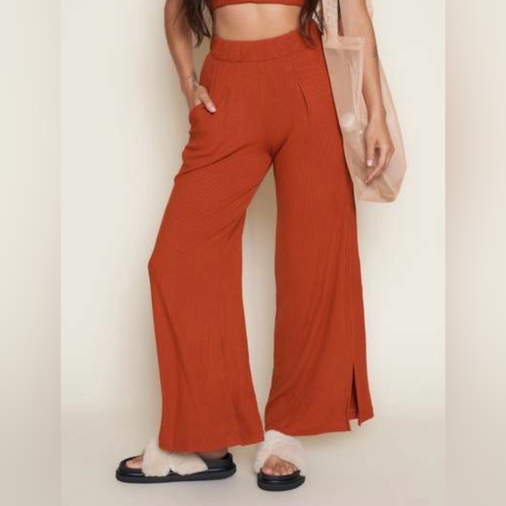 Whimsy + Row Terracotta Wide-Leg Pants